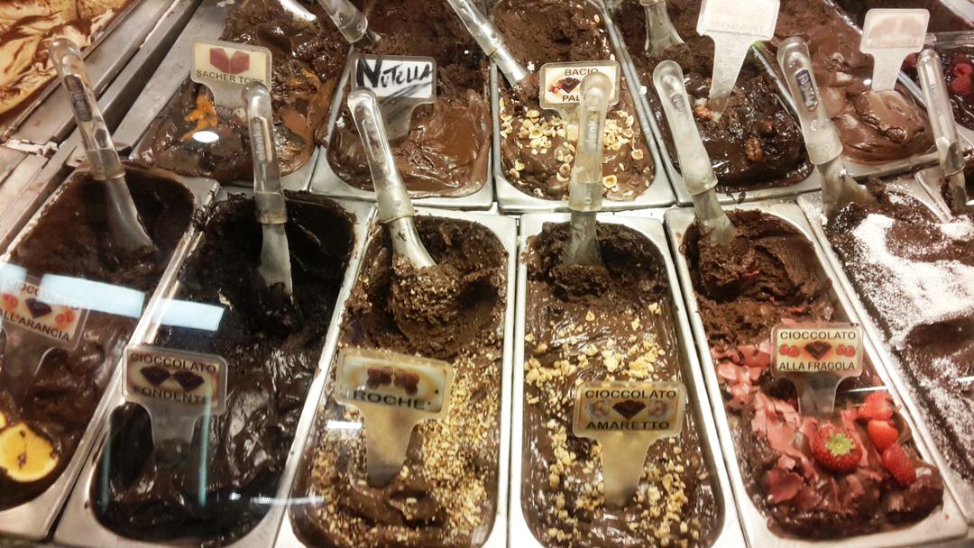 Some delicious gelato flavors in Gelateria della Palma, Rome.