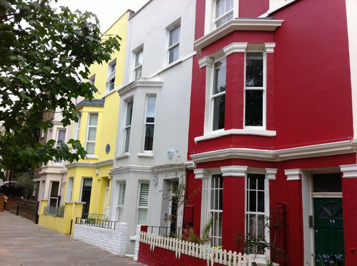 The colorful houses of Notting Hill, London.