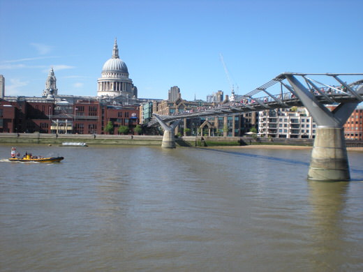 St Paul's Cathedral and Millenium bridge, London.