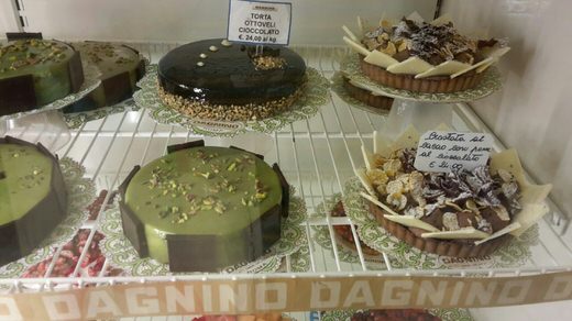 Delicious sweets in pasticceria Dagnino in Rome , known for its Sicilian sweets like cannolo.