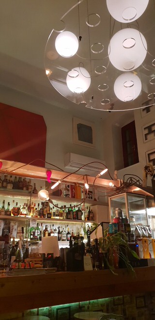The bar of Tortuga Art cafe, Aegina.