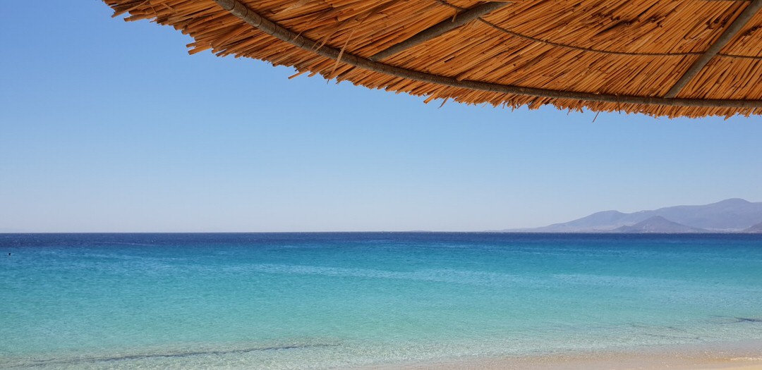 Plaka beach in Naxos, Cyclades, Greece.